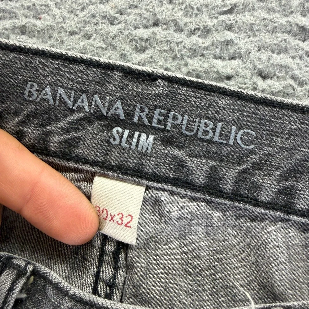 Banana Republic Jeans Men 30x32 Gray Cotton Denim Straight Leg Slim Fit Workwear